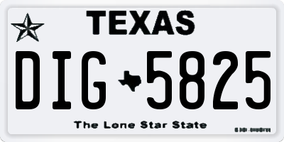 TX license plate DIG5825