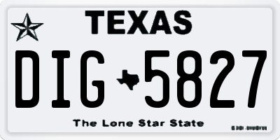 TX license plate DIG5827