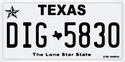 TX license plate DIG5830