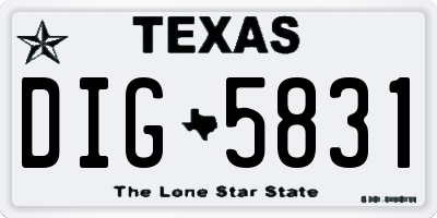 TX license plate DIG5831