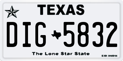 TX license plate DIG5832