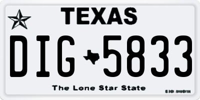 TX license plate DIG5833