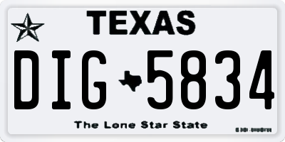 TX license plate DIG5834