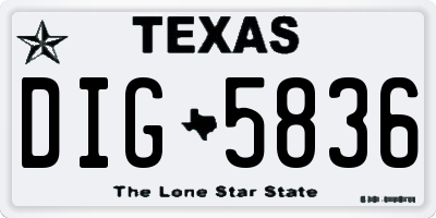 TX license plate DIG5836