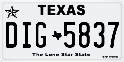 TX license plate DIG5837