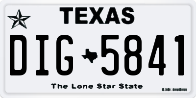 TX license plate DIG5841