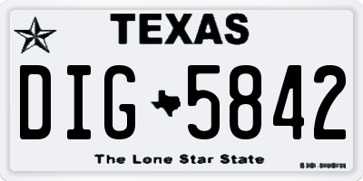 TX license plate DIG5842
