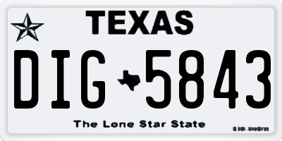TX license plate DIG5843