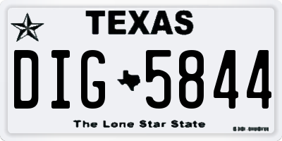 TX license plate DIG5844