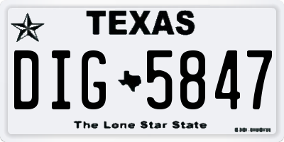 TX license plate DIG5847