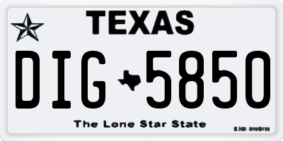 TX license plate DIG5850