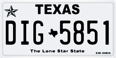 TX license plate DIG5851