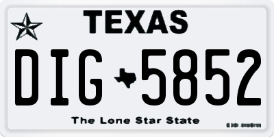 TX license plate DIG5852
