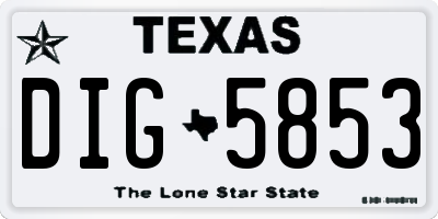 TX license plate DIG5853