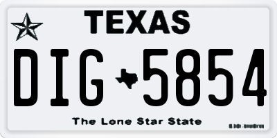 TX license plate DIG5854