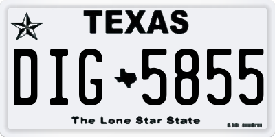 TX license plate DIG5855