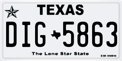 TX license plate DIG5863