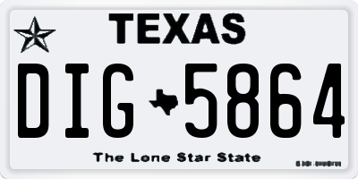 TX license plate DIG5864