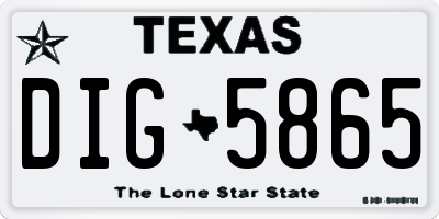 TX license plate DIG5865