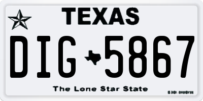 TX license plate DIG5867