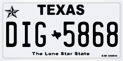TX license plate DIG5868