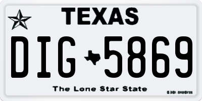 TX license plate DIG5869