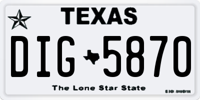 TX license plate DIG5870