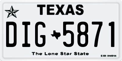 TX license plate DIG5871