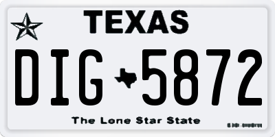 TX license plate DIG5872