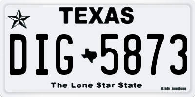 TX license plate DIG5873