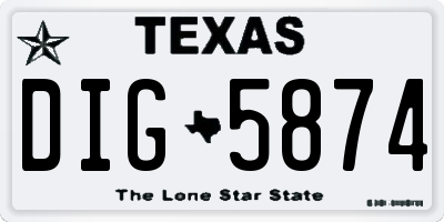TX license plate DIG5874