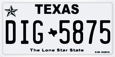 TX license plate DIG5875