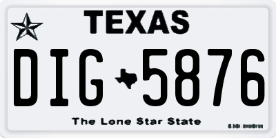 TX license plate DIG5876