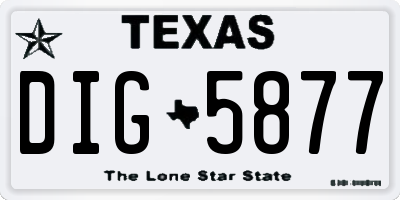 TX license plate DIG5877