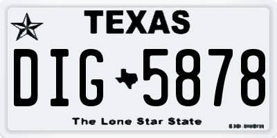 TX license plate DIG5878