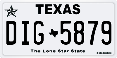 TX license plate DIG5879