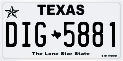 TX license plate DIG5881
