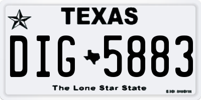 TX license plate DIG5883