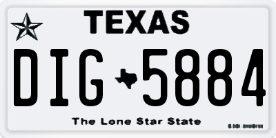 TX license plate DIG5884