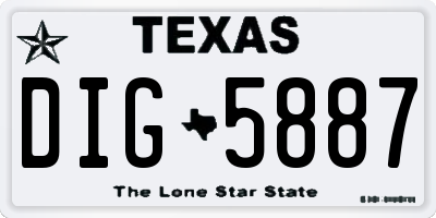 TX license plate DIG5887