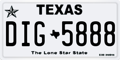 TX license plate DIG5888