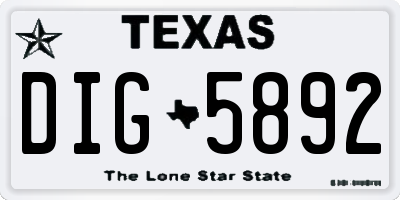 TX license plate DIG5892
