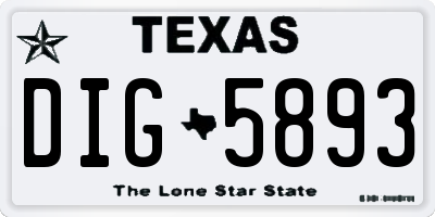 TX license plate DIG5893