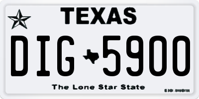 TX license plate DIG5900