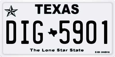 TX license plate DIG5901