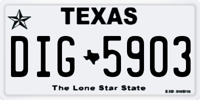 TX license plate DIG5903