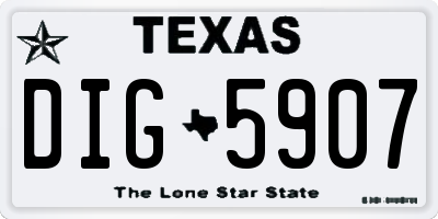 TX license plate DIG5907