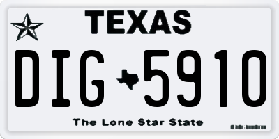 TX license plate DIG5910
