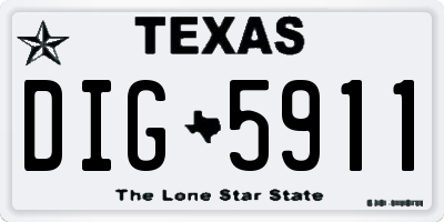 TX license plate DIG5911