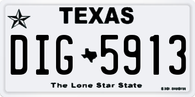TX license plate DIG5913